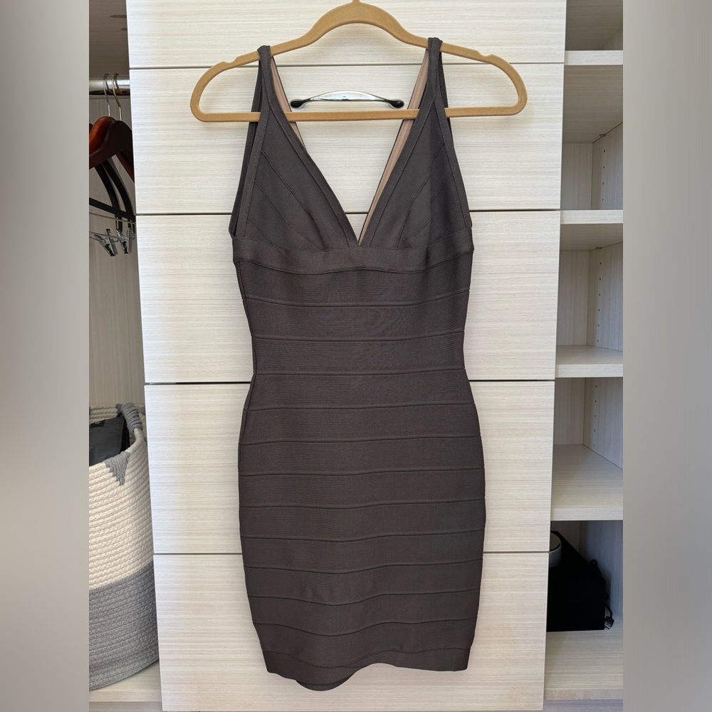 Herve Leger dark grey dress - size small
